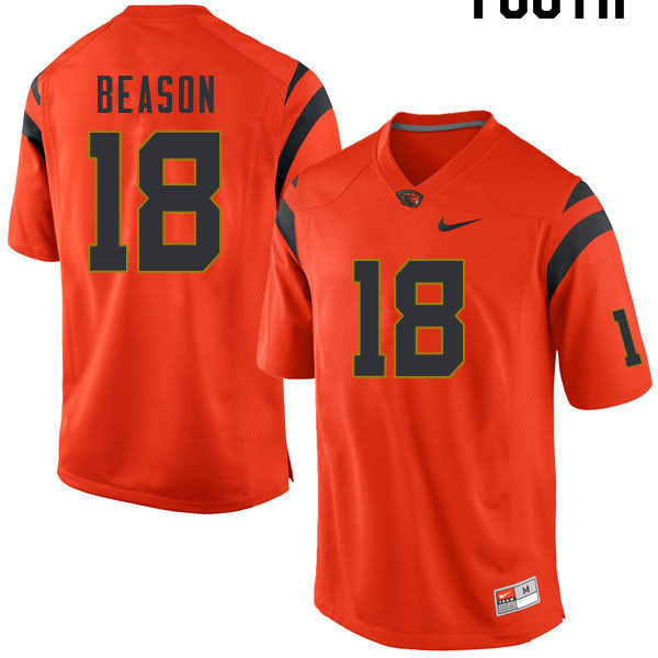 Youth #18 Zeriah Beason Oregon State Beavers College Football Jerseys Sale-Orange